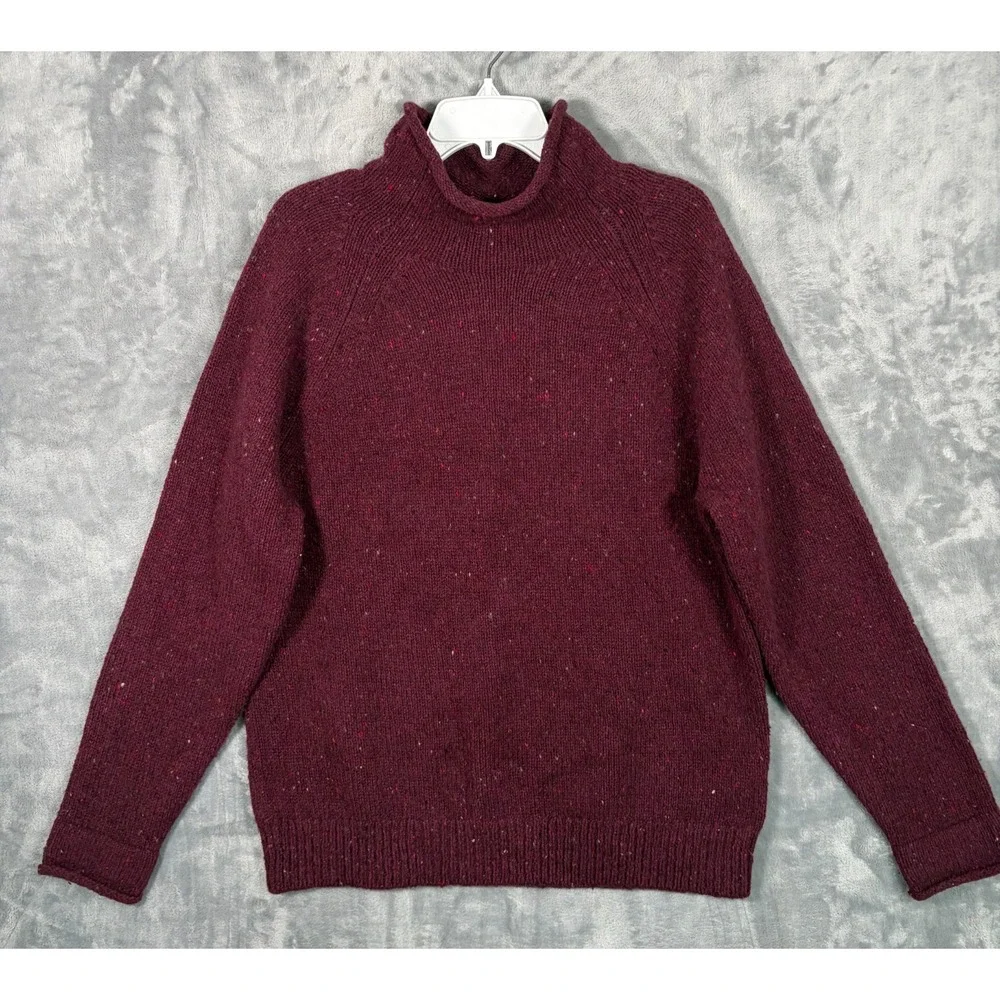 Banana Republic Donegal Roll Neck Sweater Mens Medium Burgundy Red Wool Blend